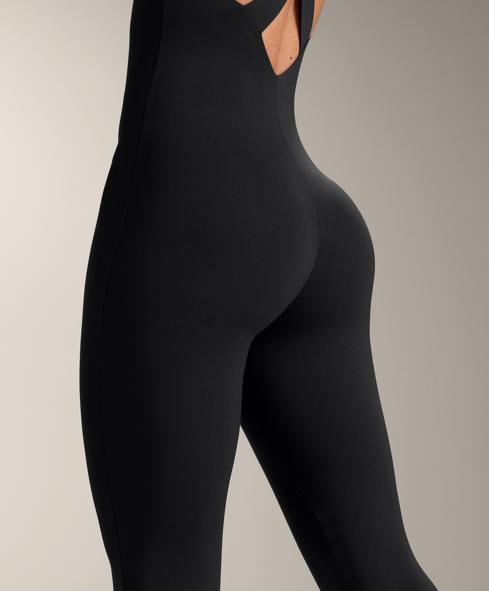 Oysho Длинный комбинезон Compressive с двойными бретельками, черный