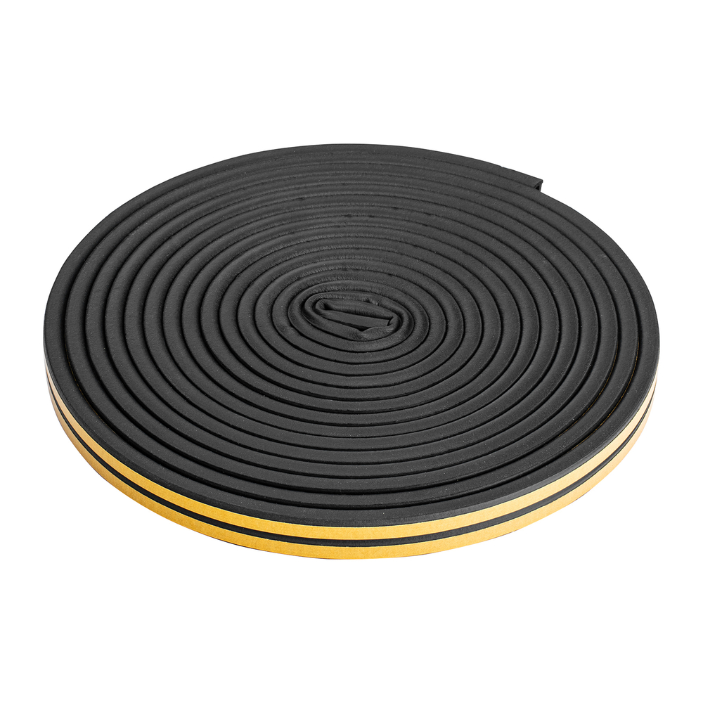 Уплотнитель резиновый, 12 м, профиль "D", черный Сибртех 88922