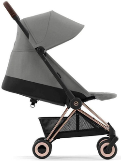 Коляска Cybex Coya Rosegold Frame Cloud G i-Size Moon Black Plus 2 в 1 Mirage Grey с дождевиком и бампером