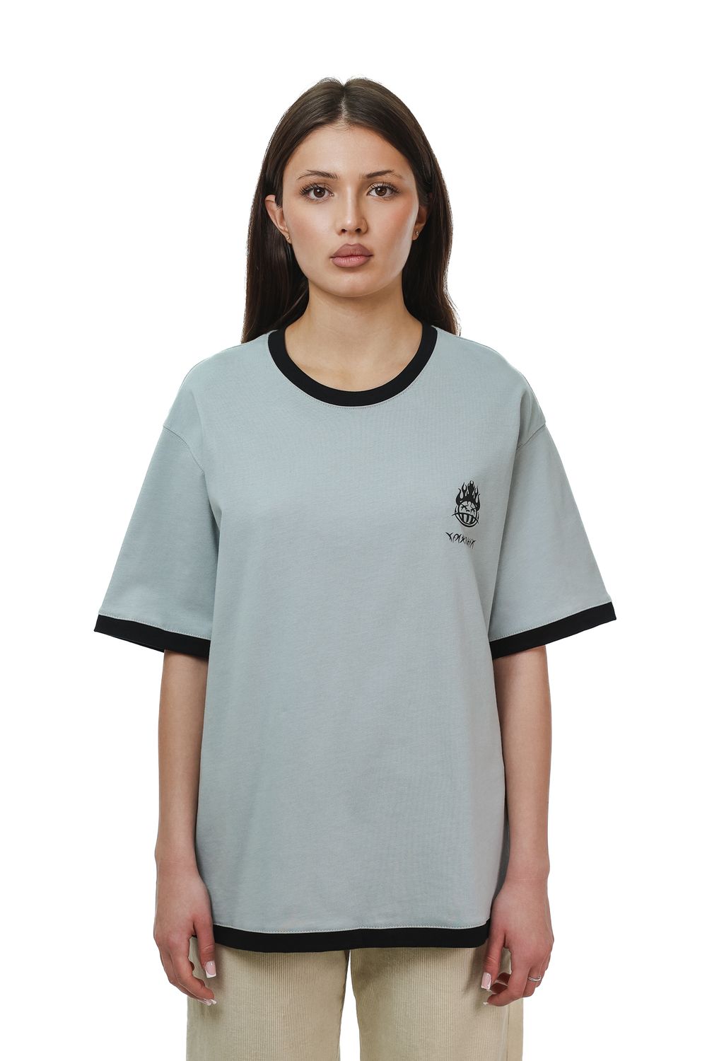 Футболка Ymkashix Hellcome logo серо-синяя