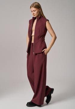 Брюки палаццо бордовые