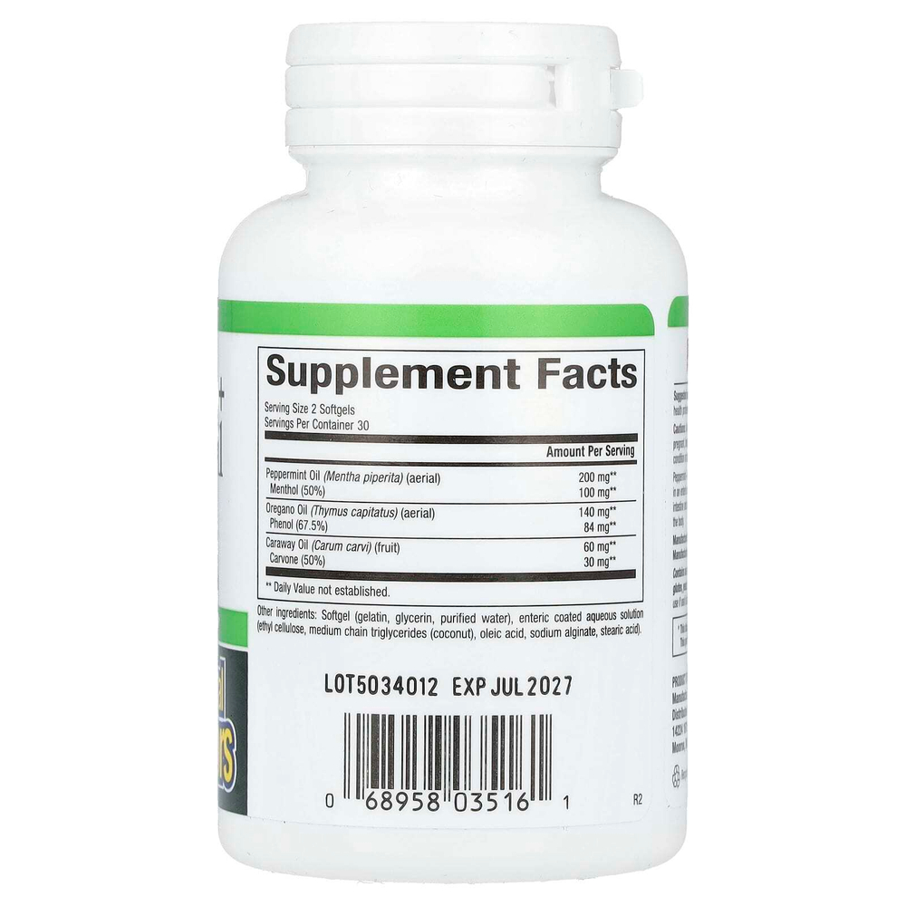 Natural Factors, комплекс из перечной мяты и масла орегано, 60 капсул, покрытых кишечнорастворимой оболочкой