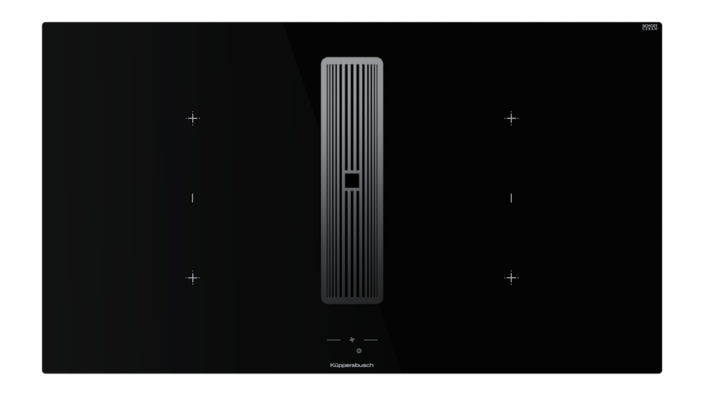 Индукционная варочная поверхность с вытяжкой Kuppersbusch с ручками из нержавеющей стали KMI 9850.1 SR-E Silver Chrome