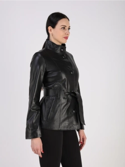 Кожаная куртка демисезонная натуральная с поясом