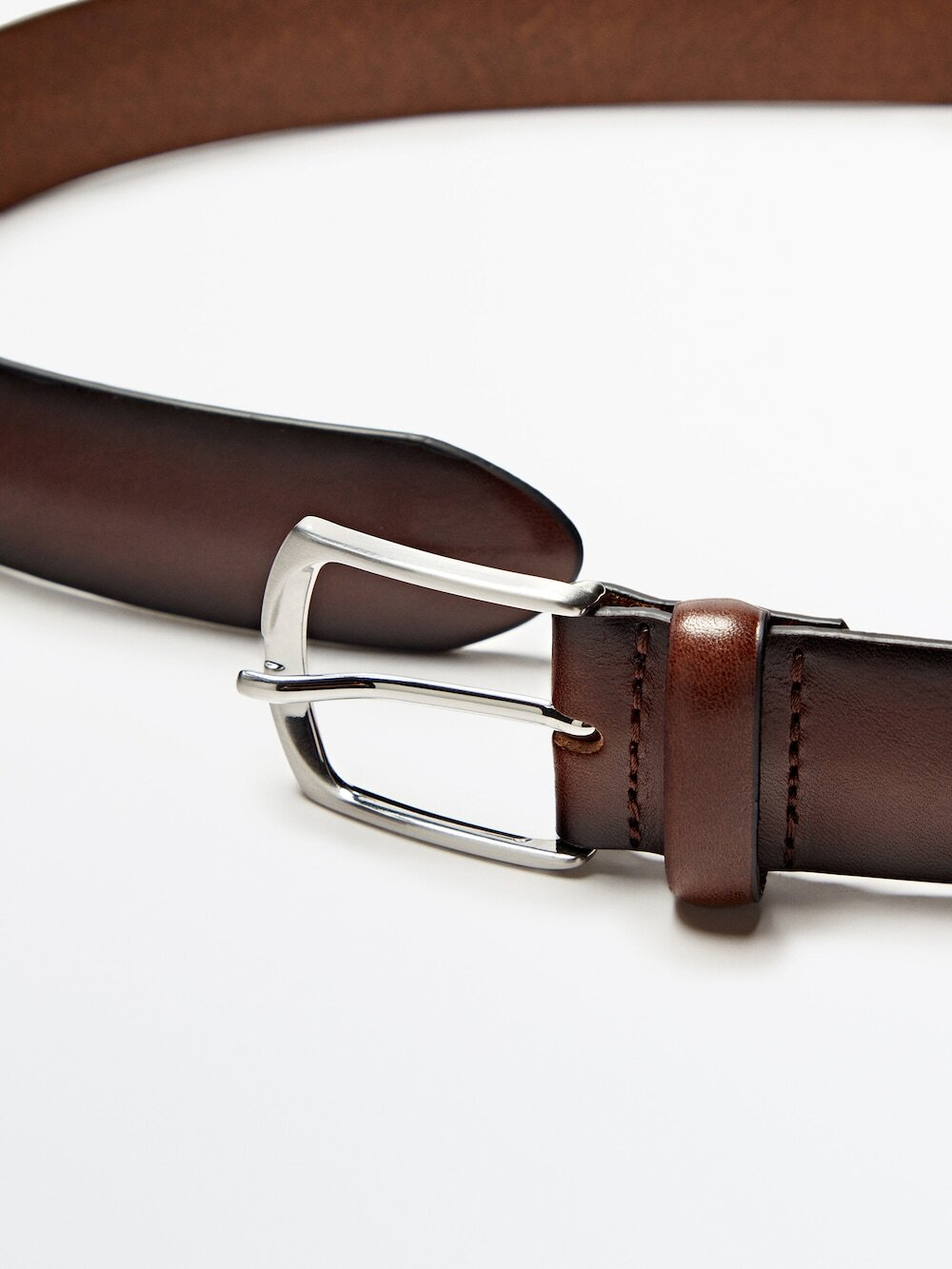 Massimo Dutti Плетеный ремень из кожи, коричневый