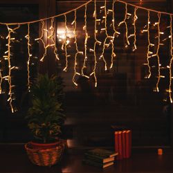 ULD-B3010-200-TWK WARMWHITE IP67 Бахрома светодиодная с эффектом мерцания. 3м. Соединяемая. 200 светодиодов. Теплый белый свет. Провод белый. TM Uniel.