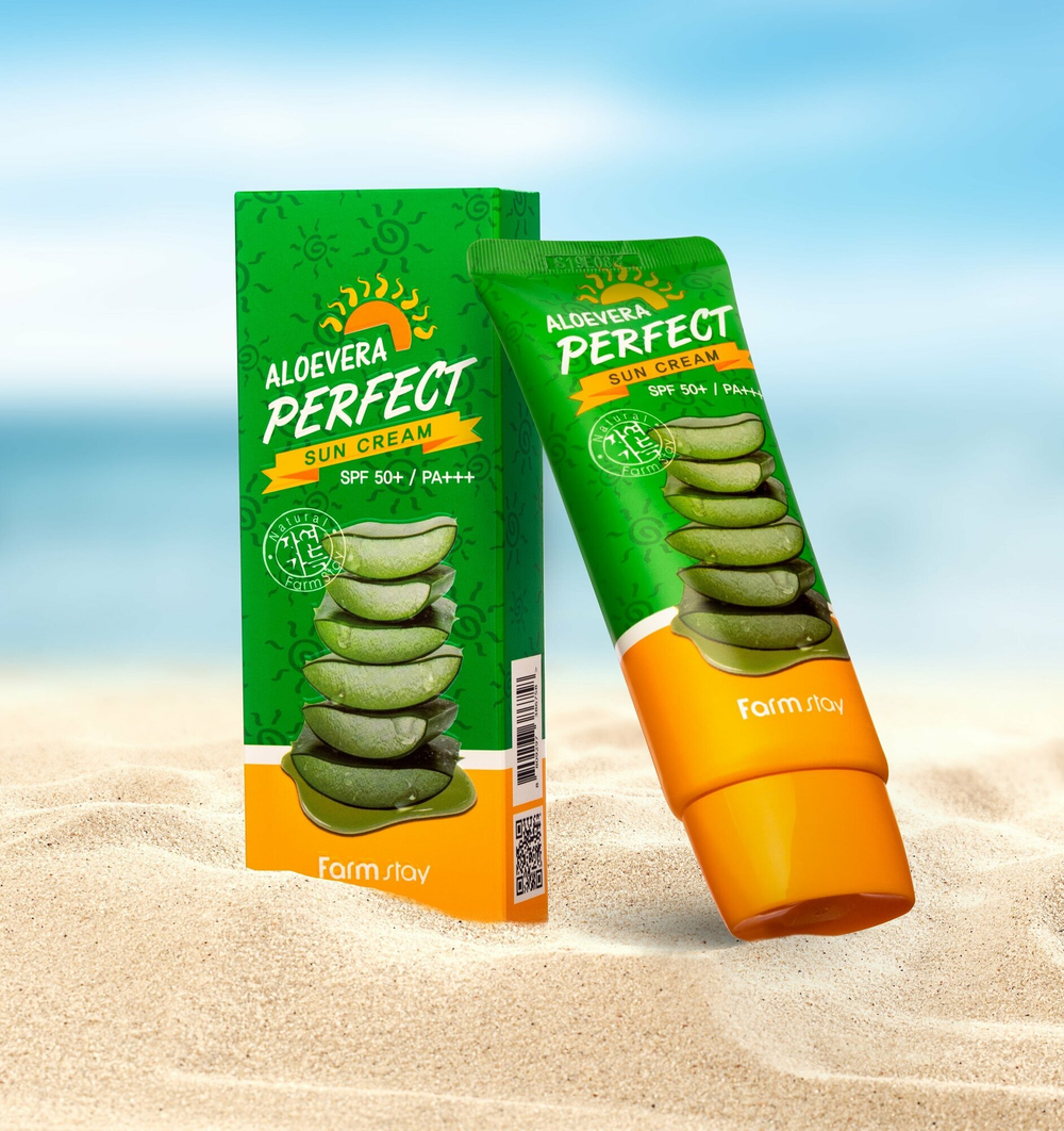 Солнцезащитный крем с алое FarmStay Aloevera Perfect Sun Cream SPF50+ PA+++, 70 мл