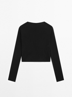 Massimo Dutti Короткий кардиган из смесовой шерсти, черный