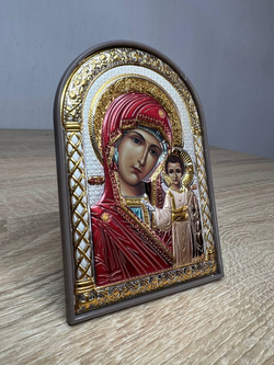 Казанская БМ, икона арочная, пластик коричневый, эмаль 80х115