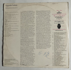 Винтажная виниловая пластинка LP Heinrich Schutz Шютц Генрих Kleine Geistliche Konzerte (ГДР 1972)