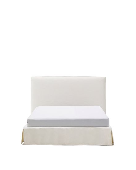 Кровать Jaira из белого шенилла со съемным чехлом для матраса 150x190 см