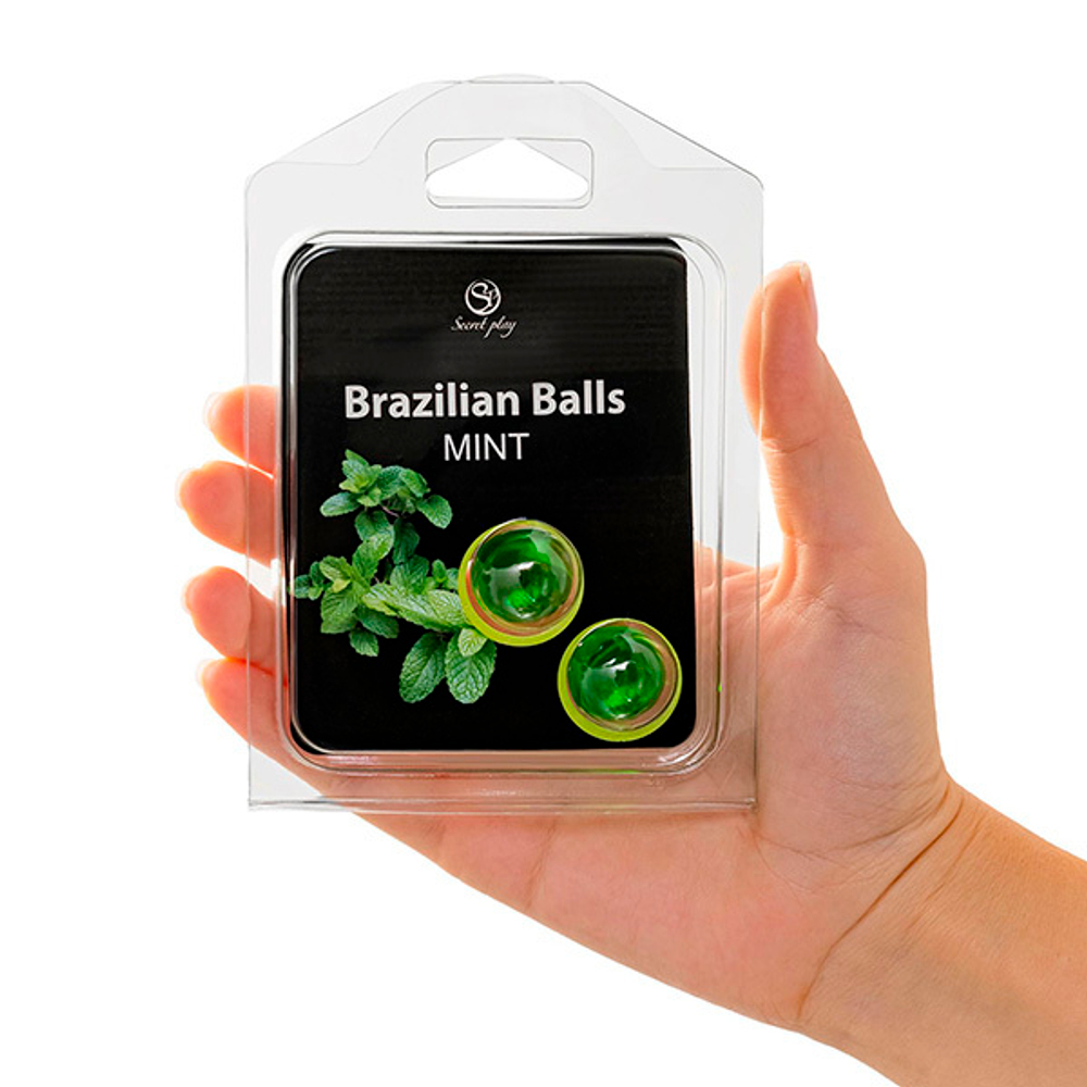 Набор из 2 шариков с массажным маслом с ароматом мяты Secret Play Brazilian Balls