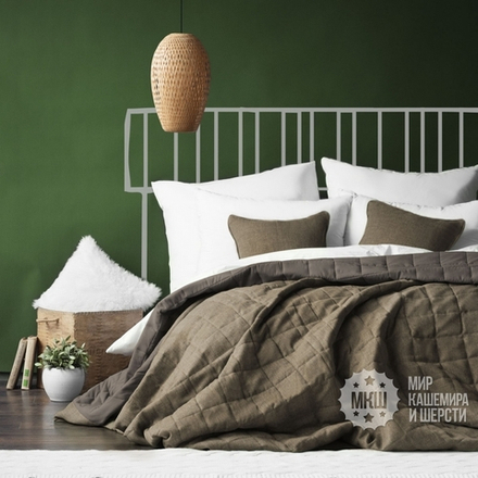 Набор покрывала и штор под лен ДЖЕРРИИ (арт. BL10-274-06) - (140х270)х2 см., покрывало 230х250 см. - капучино