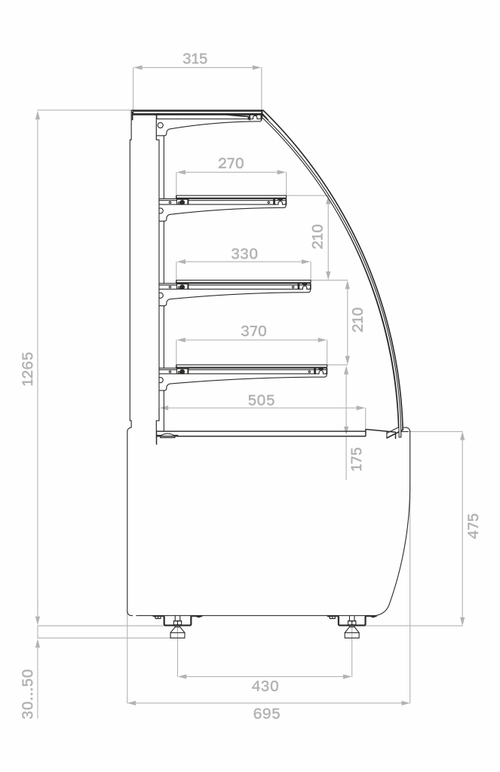Нейтральная витрина Carboma K70 N 0,9-1 LIGHT (версия 2.0) (Flandria 2)