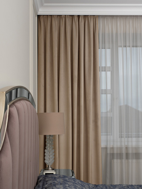 Ткань Портьера Шелк (Silkу) 6 бежевая димаут 275x260 Бежевый Garda Decor