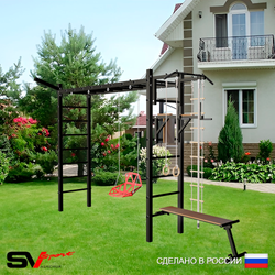 Уличная шведская стенка Sv Sport рукоход У5421 (Турник/Брусья/Скамья/Со спинкой/Кронш бокс/Канат/кольца/лестница)
