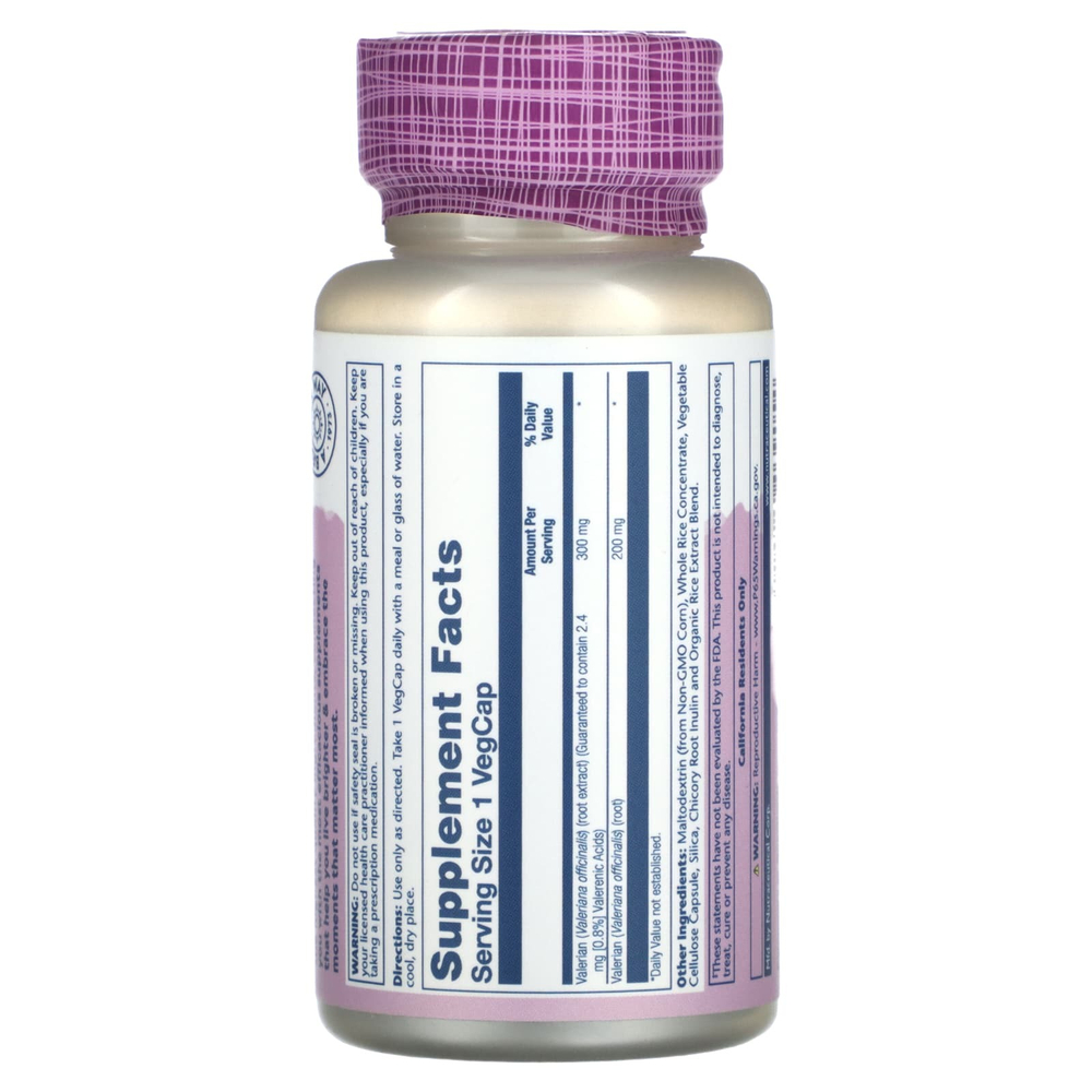 Solaray, Vital Extracts, валериана, 30 растительных капсул