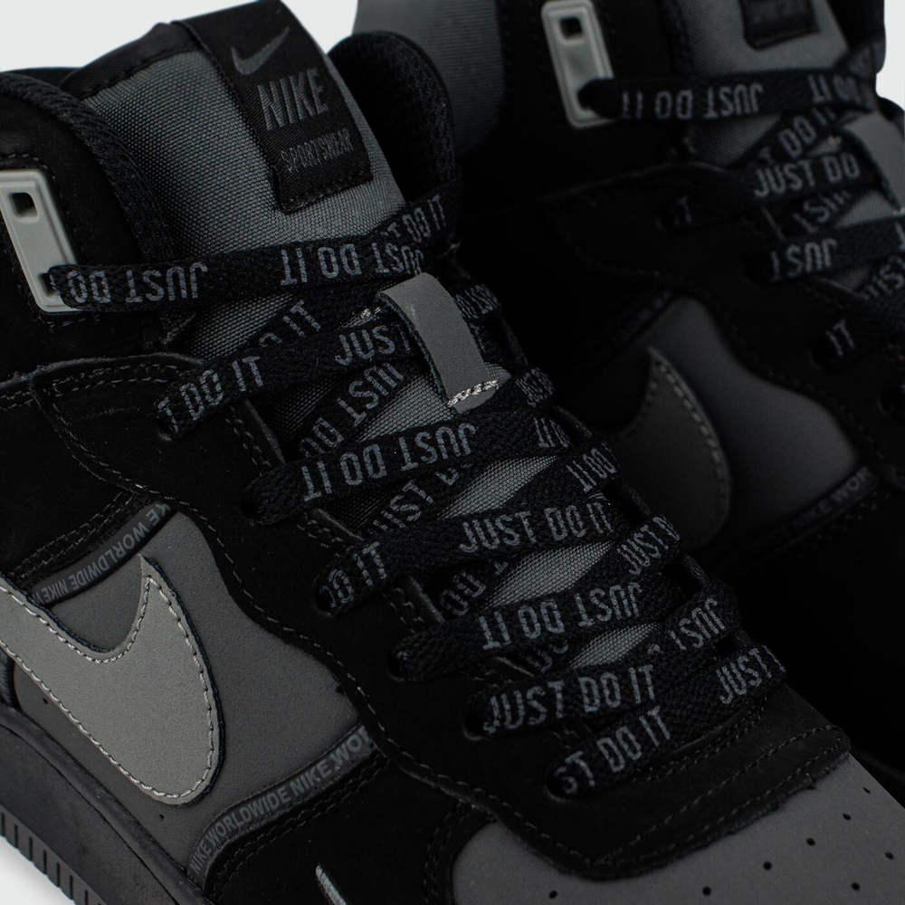 Кроссовки Nike Air Force 1 Mid Black / Grey with Fur