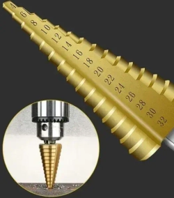 OZ-GLGO Сверло-коронка из быстрорежущей стали HSS с покрытием, диаметр 4-12/20/32 мм