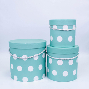 Набор коробок Тубус Горошек. Набор 3 шт. Бирюза