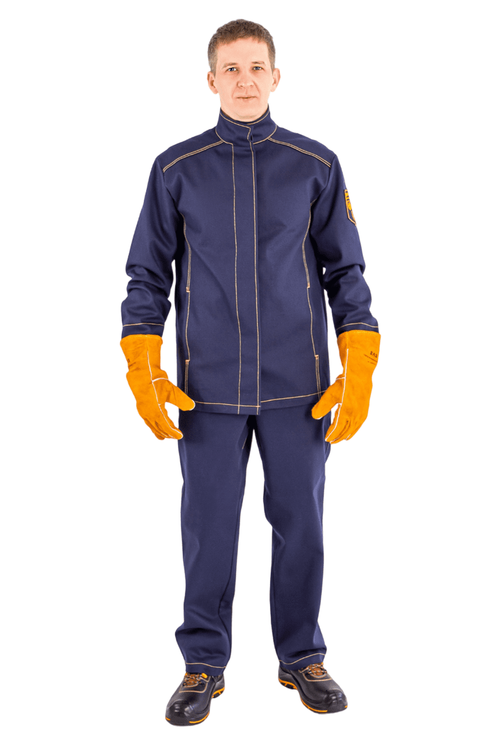 Костюм мужской защитный сварщика ВОЛАТ (куртка+брюки) пл. 490, 100% х/б, р-р 48-50/170-176 (РБ)