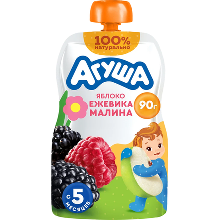 Пюре фруктовое Агуша ежевика малина 90 гр пауч