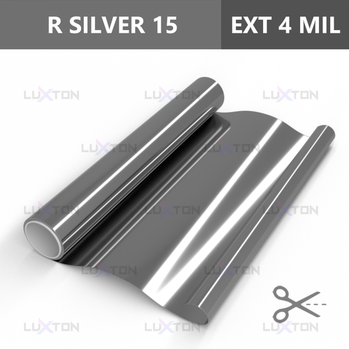 Пленка солнцезащитная зеркальная R SILVER 15 (Exterior 4 mil) LUXTON, на отрез (ширина рулона 1,524)