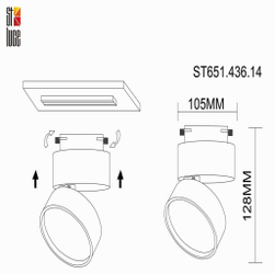 ST651.436.14 Св-к трек. Черный LED 1*14W 3000K 1 100Lm Ra&gt;90 120° IP20 D104xH128 170-240VV