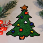 Наклейка новогодняя "Елочка с шариками" 15*18см