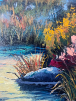 Картина маслом на холсте "Солнце и Луна" 70х110 см. Деревянный подрамник. Художник Наталия Осадчук