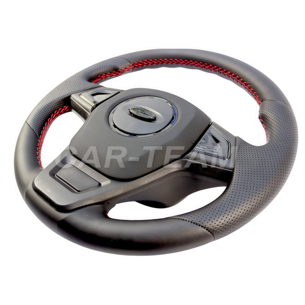 Руль "Барс" в экокоже со вставками черный лак на Лада Приора, Гранта, Калина 2, ВАЗ 2110-12 с европанелью