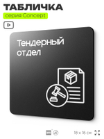Табличка Тендерный отдел, на дверь и стену, информационная и навигационная, серия CONCEPT, 18х18 см, пластиковая, Айдентика Технолоджи