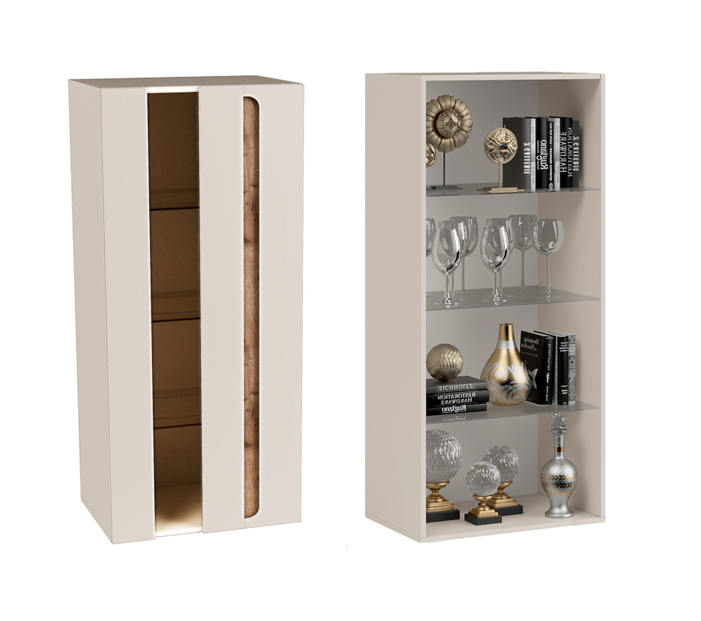 Шкаф навесной витрина Валенсия кашемир/софт сантьяго левый