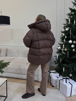 Пуховик Рокет миди шоколад