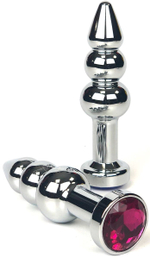 Серебристая пробка-ёлочка с красным кристаллом - 11 см. (Цвет: красный)