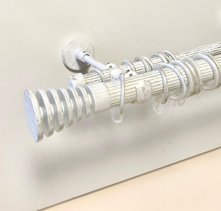 Карниз кованый рифленый для штор Ост Конус скан d 25/16 двухрядный, цвет белое золото