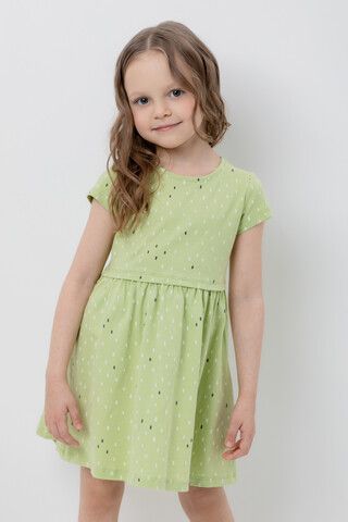 Платье  для девочки  К 5776/сочный лайм,яркий горошек