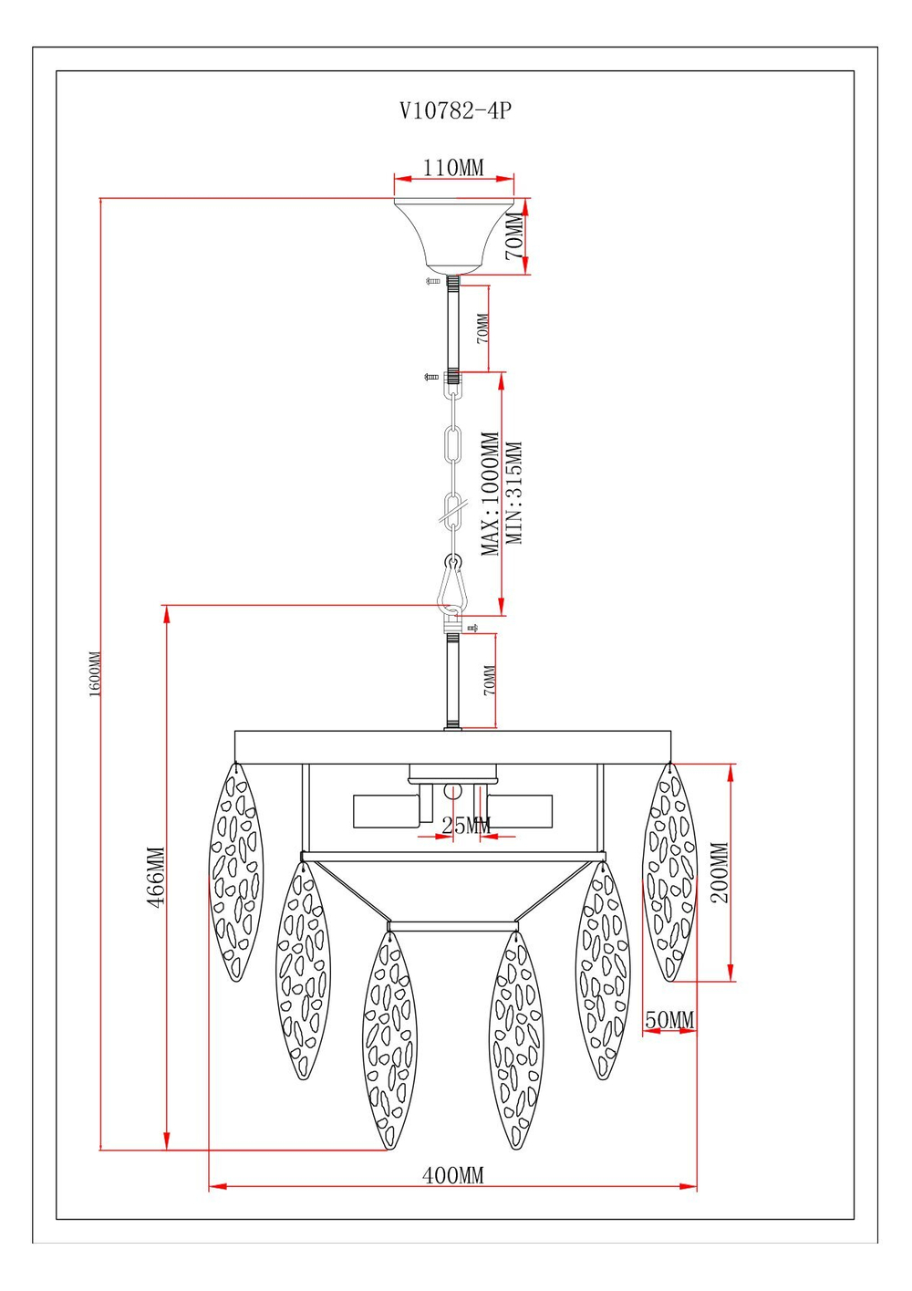 Светильник подвесной Moderli V10782-4P Souls