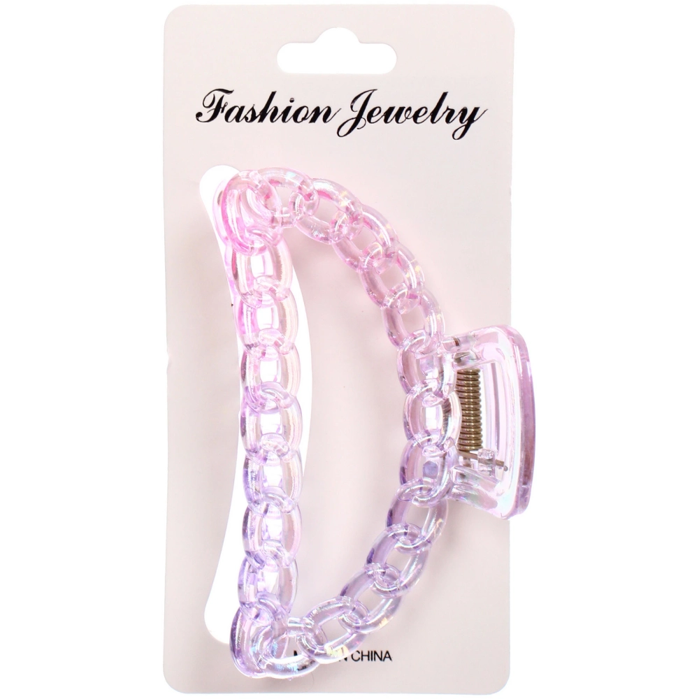 Заколка-краб для волос «Мон Пион», цепочка, микс 6 цветов, 9,5см (Блистер)