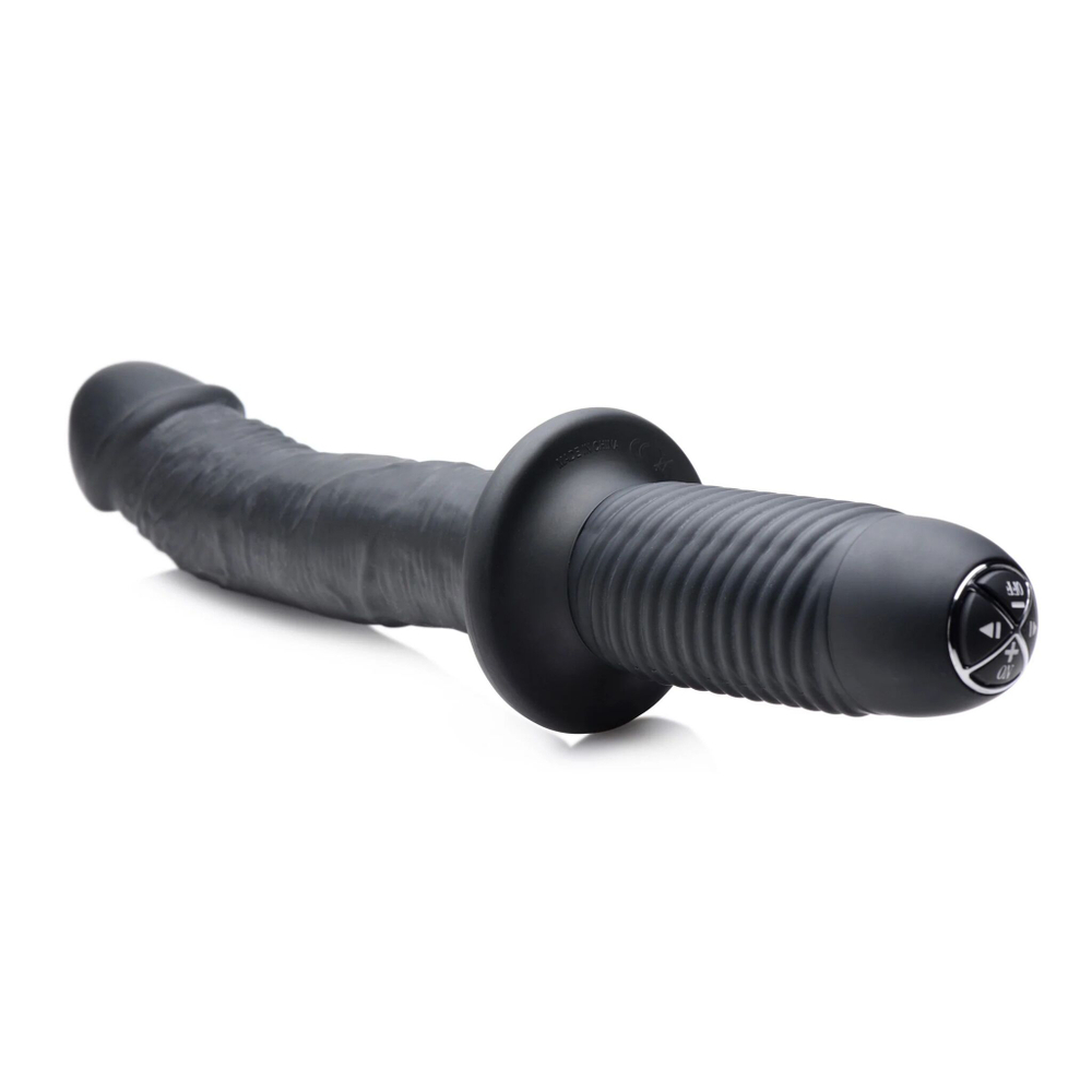 Черный вибратор The Large Realistic 10X Silicone Vibrator with Handle