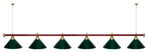 Лампа STARTBILLIARDS 6 пл. (плафоны зеленые,штанга золотая,фурнитура золото)
