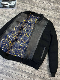 Кожаный бомбер Zilli со вставками кожи крокодила