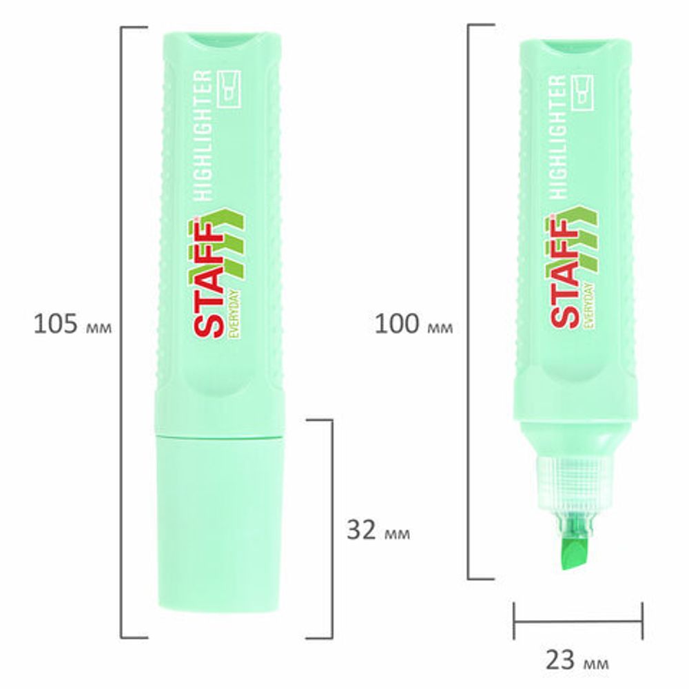 Текстовыделитель STAFF "EVERYDAY HL-707", БИРЮЗОВЫЙ, линия 1-5 мм, скошенный наконечник, 152546