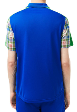 Мужское теннисное поло Lacoste Colourblock Checked Polo Shirt - blue/green/white