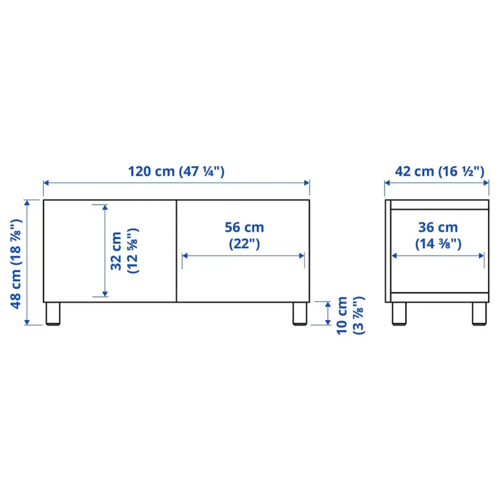 Тумба под ТВ - IKEA BESTÅ/BESTA, 120x42x48 см, белый, Бесто ИКЕА