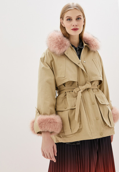 Пуховик джинсовый с мехом