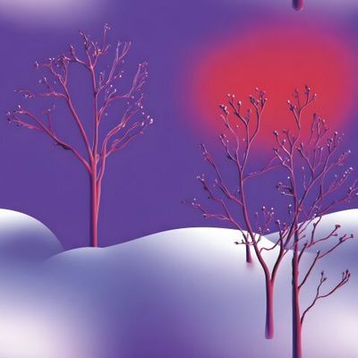 Сиреневые силуэты зимы