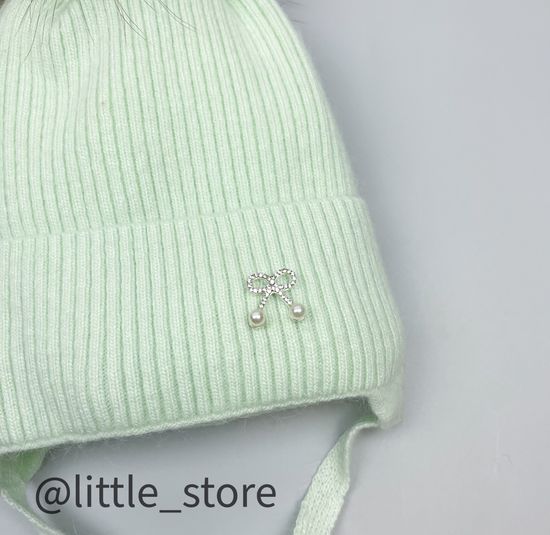 Шапка зимняя "Бантик" Св мята
