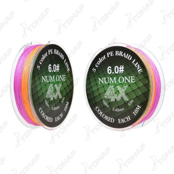 Шнур NUM ONE PE4X-100M 6.0#/0,405 Multi Colour Ryobi