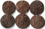 Набор медных монет 1766-1771 года (6 монет) Полушка ЕМ (F)